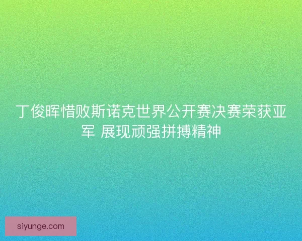 丁俊晖惜败斯诺克世界公开赛决赛荣获亚军 展现顽强拼搏精神 丁俊晖惜败斯诺克世界公开赛决赛荣获亚军 展现顽强拼搏精神