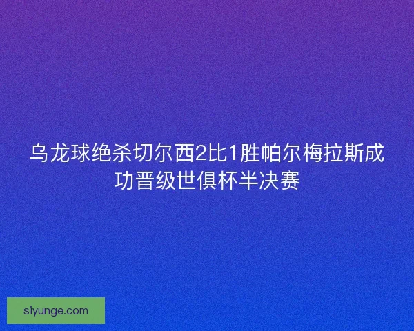 乌龙球绝杀切尔西2比1胜帕尔梅拉斯成功晋级世俱杯半决赛 乌龙球绝杀切尔西2比1胜帕尔梅拉斯成功晋级世俱杯半决赛